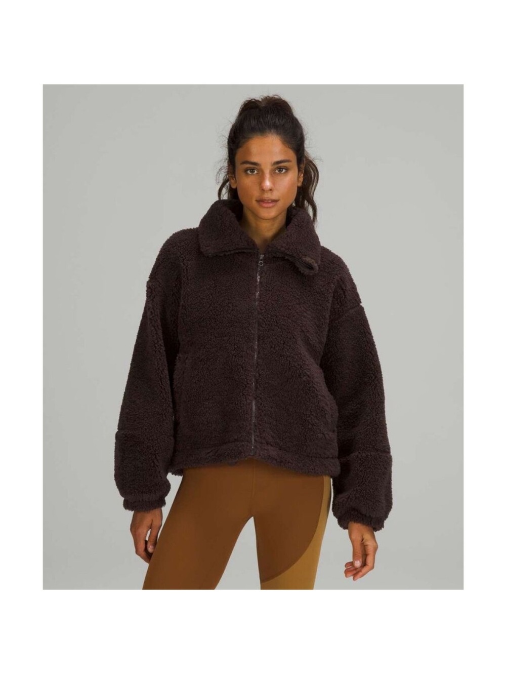 Lululemon Cinchable Fleece Zip Up Jacket - Dark Brown